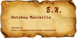 Betskey Maximilla névjegykártya